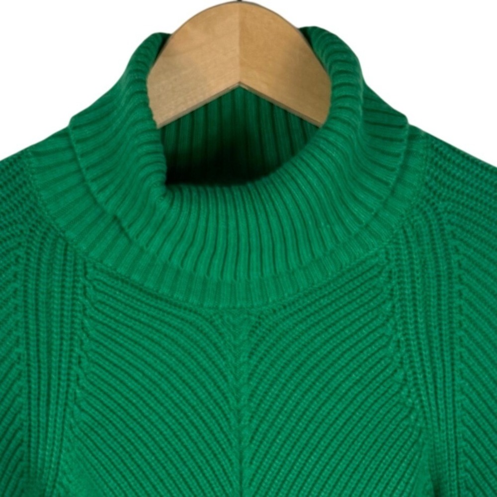 Maeve Anthropologie Shaker Chevron Turtleneck Sweater Womens M Bell Sleeve Green